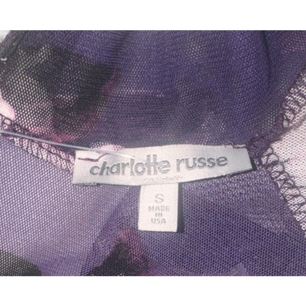 VTG 90s Charlotte Russe Dress Small Floral Bodycon Mesh Sheer Cutout Whimsigoth - Picture 4 of 8